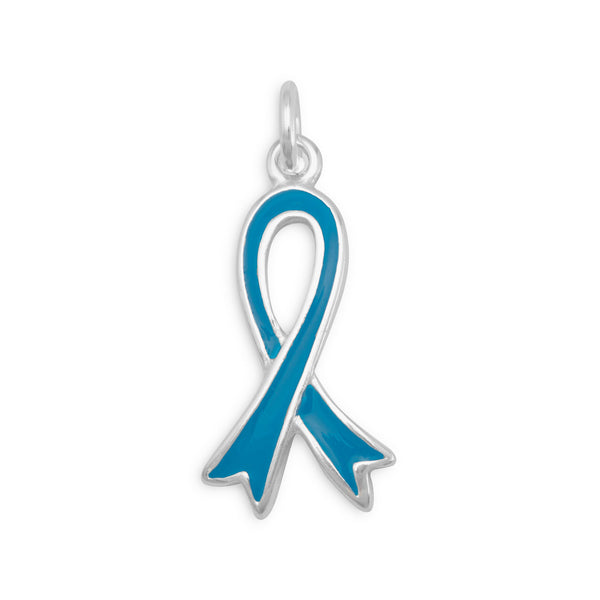 Teal Awareness Ribbon Charm Wholesale Silver Jewelry Silver