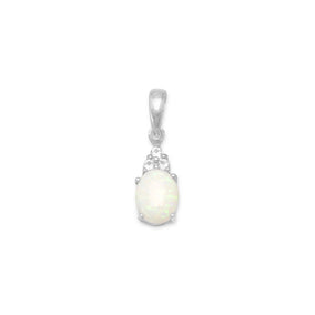 Rhodium Plated Australian Opal and White Topaz Pendant