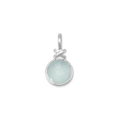 Faceted Sea Green Chalcedony Pendant with