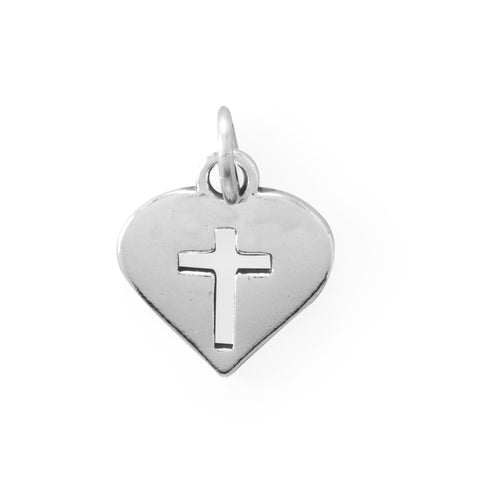 Cutout Cross in Heart Charm