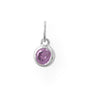 Rhodium Plated Round CZ Birthstones Charm (January-December)