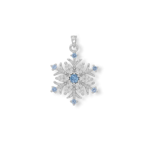 Blue and White CZ Snowflake Pendant