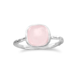 Square Rose Quartz Ring