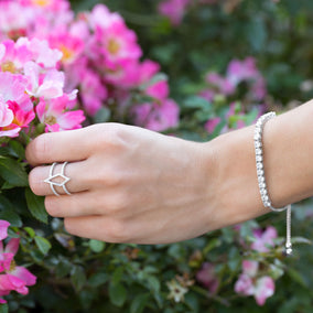 Rhodium Plated CZ Slide Bracelet