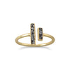 14 Karat Gold Plated Glass and Diamond Chip Ring