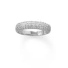 Rhodium Plated Three Row Domed CZ Ring