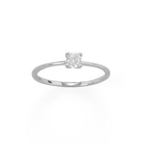 Rhodium Plated Solitaire 4mm CZ Ring