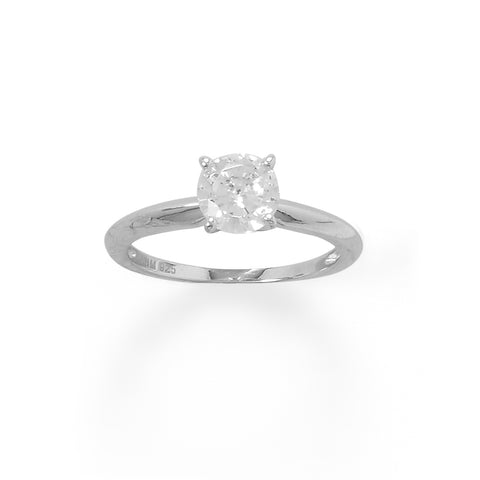 Rhodium Plated Solitaire 6mm CZ Ring