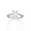 Rhodium Plated Solitaire Princess Cut CZ Ring with CZ Band