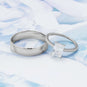Rhodium Plated Solitaire Princess Cut CZ Ring with CZ Band