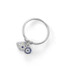 Rhodium Plated Evil Eye Charm Ring
