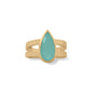 14 Karat Gold Plated Aqua Glass Ring