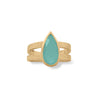14 Karat Gold Plated Aqua Glass Ring