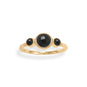 14 Karat Gold Plated Triple Black Onyx Ring