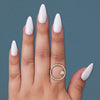 14 Karat Gold Plated Floating Rainbow Moonstone and CZ Circle Ring