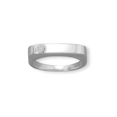 Sterling Silver Crystal Bar Ring