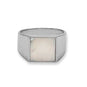 Rhodium Plated Mother of Pearl Square Signet Ring