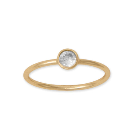 14 Karat Gold Plated Solitaire 4mm CZ Ring