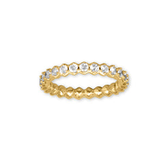 14 Karat Gold Plated Hexagon CZ Eternity Ring