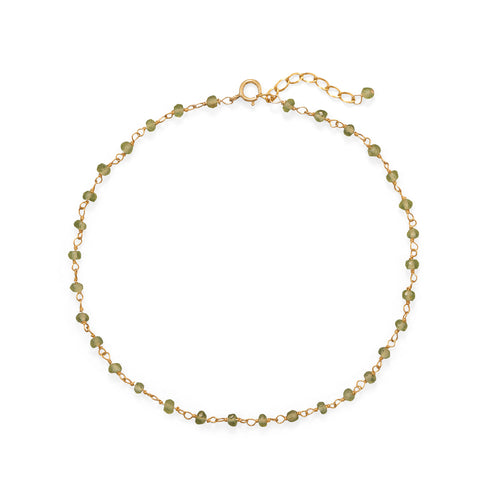 Fresh Look! Peridot 14 Karat Gold Plated Anklet