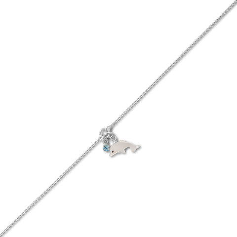 9.5" + 1" Dolphin and Crystal Anklet