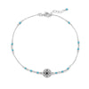 9.25"+.75" Blue Beaded Anklet with Compass Charm