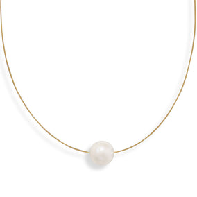 16" 24 Karat Gold Plated Necklace with Cultured Freshwater Pearl