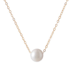 14 Karat Gold Necklace with Cultured Freshwater Floating Pearl