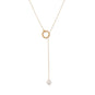 14 Karat Gold Lariat Necklace with Cultured Freshwater Pearl End