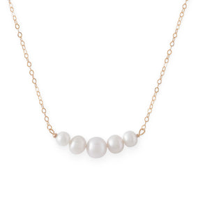 14 Karat Gold Necklace with 5 Cultured Freshwater Pearls