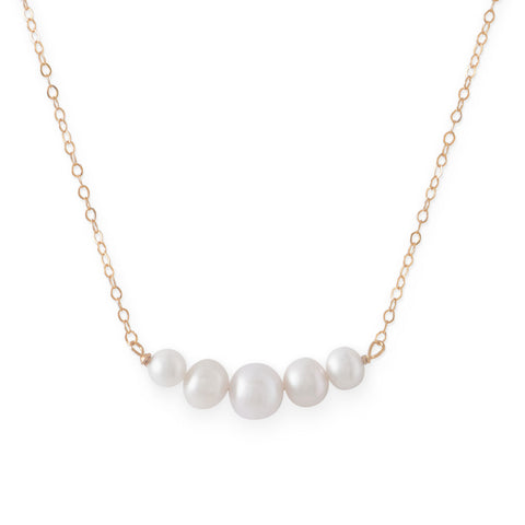 14 Karat Gold Necklace with 5 Cultured Freshwater Pearls