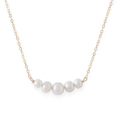 14 Karat Gold Necklace with 5 Cultured Freshwater Pearls