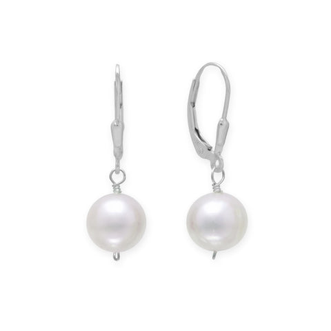 White Cultured Freshwater Pearl Lever Back Earrings