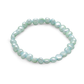 Light Blue Cultured Freshwater Pearl Stretch Bracelet