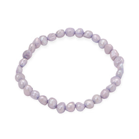 Periwinkle Blue Cultured Freshwater Pearl Stretch Bracelet