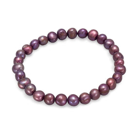 Maroon Cultured Freshwater Pearl Stretch Bracelet