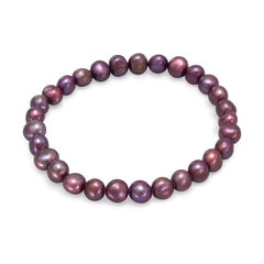 Maroon Cultured Freshwater Pearl Stretch Bracelet