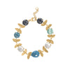 6.5" + 1" Lovely Leaves! 14 Karat Gold Plated Multi Stone Bracelet