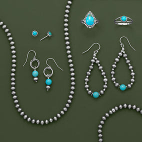 Oxidized Bead and Turquoise Rope Ring Earrings