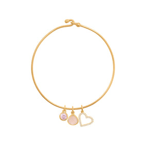 14 Karat Gold Plated Wire Hook Bangle with Bead Ends