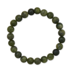 8mm Round Green Chinese Jade Stretch Bracelet