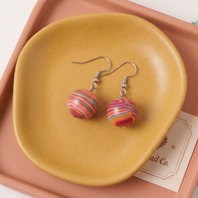 Round Calsilica Drop Earrings