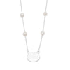 16" ID Tag Necklace with White Cultured Freshwater Pearl