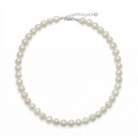 18"+2" White Cultured Freshwater Pearl Knotted Necklace