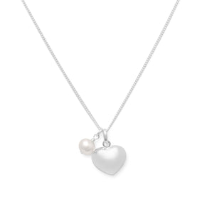 16" Multicharm Heart & Cultured Freshwater Pearl Necklace