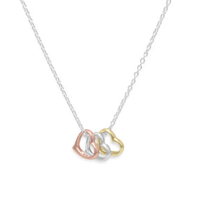 15.75" + 2" Tri Tone Heart Necklace
