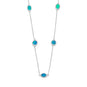 16" + 2" Rhodium Plated Synthetic Blue Opal Necklace
