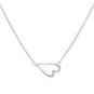 16" + 2" Rhodium Plated Sideways Heart Necklace