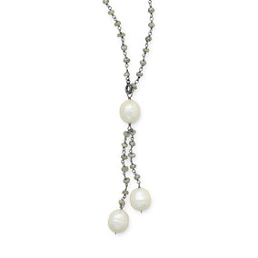 Labradorite Necklace with Cultured Freshwater Pearl Drop