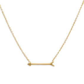 16" + 2" 14 Karat Gold Plated Arrow Design Necklace